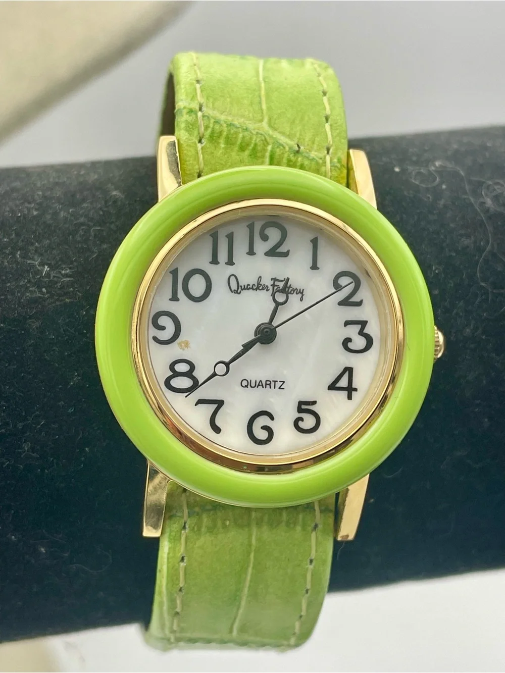 Quacker Factory Bright Lime Green Bezel and Strap Women's Watch
